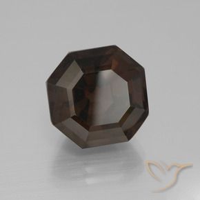 Quartzo Fumê Marrom escuro Natural 8.77ct, Corte Octógono / Esmeralda, VVS-VS