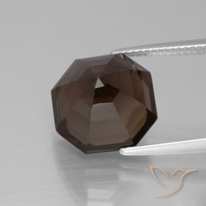 Quartzo Fumê Marrom escuro Natural 8.77ct, Corte Octógono / Esmeralda, VVS-VS