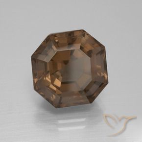 Quartzo Fumê Chocolate marrom Natural 8.89ct, Corte Octógono / Esmeralda, VVS-VS