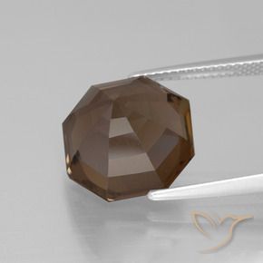 Quartzo Fumê Chocolate marrom Natural 8.89ct, Corte Octógono / Esmeralda, VVS-VS
