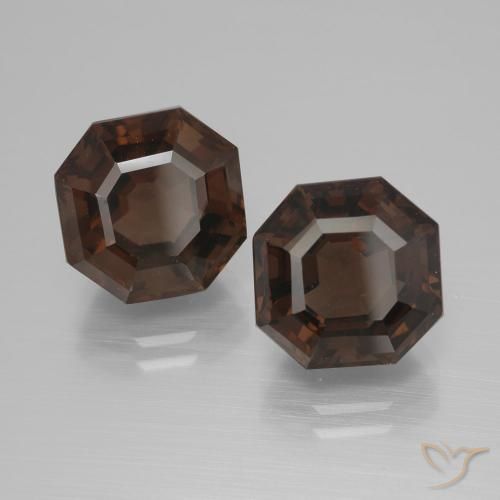 Pedras preciosas de Quartzo Fumê Hickory Brown natural de 10.34 ct, Corte Octógono / Esmeralda, VVS-VS