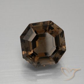 Quartzo Fumê Chocolate marrom Natural 6.28ct, Corte Octógono / Esmeralda, VVS-VS