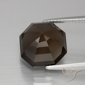 Quartzo Fumê Azul escuro Natural 7.77ct, Corte Octógono / Esmeralda, VVS