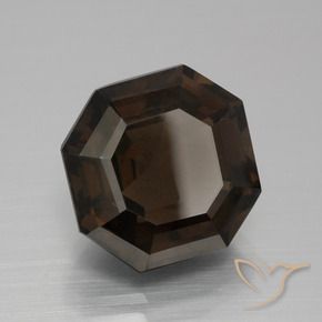 Quartzo Fumê Chocolate marrom Natural 8.14ct, Corte Octógono / Esmeralda, VVS-VS