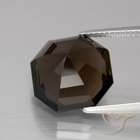 Quartzo Fumê Chocolate marrom Natural 8.14ct, Corte Octógono / Esmeralda, VVS-VS