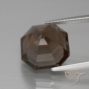 Quartzo Fumê Castanho médio Natural 7.95ct, Corte Octógono / Esmeralda, VVS-VS