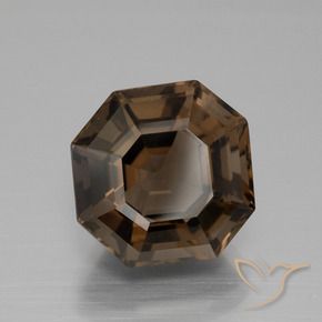 Quartzo Fumê Chocolate marrom Natural 7.23ct, Corte Octógono / Esmeralda, VS