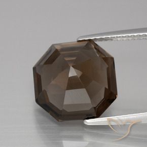 Quartzo Fumê Chocolate marrom Natural 7.23ct, Corte Octógono / Esmeralda, VS