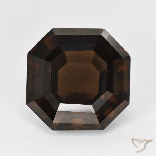 7.34ct Natural Marrom escuro Quartzo Fumê, Corte Esmeralda, VVS