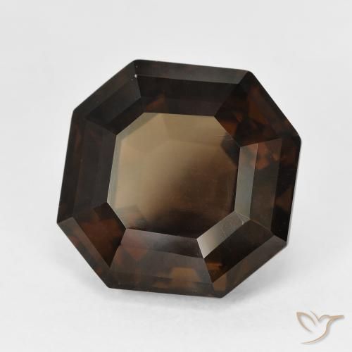 Quartzo Fumê Marrom escuro Natural 7.34ct, Corte Octógono / Esmeralda, VVS