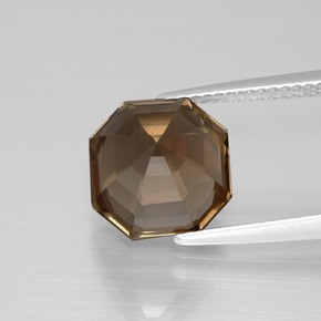 Quartzo fumê chocolate marrom natural 4,60ct, corte esmeralda, VS