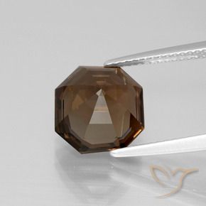 Quartzo Fumê Hickory Brown Natural 4.48ct, Corte Octógono / Esmeralda, VVS-VS