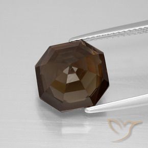 Quartzo Fumê Umber Brown Natural 4.79ct, Corte Octógono / Esmeralda, VVS-VS