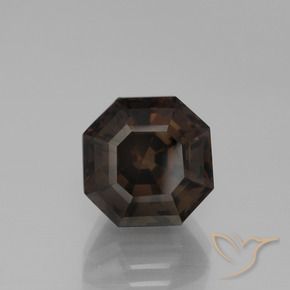 Quartzo Fumê Chocolate marrom Natural 5.90ct, Corte Octógono / Esmeralda, VVS