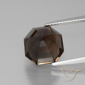 Quartzo Fumê Chocolate marrom Natural 5.90ct, Corte Octógono / Esmeralda, VVS