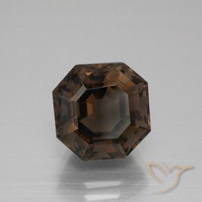 Quartzo Fumê Marrom escuro Natural 5.40ct, Corte Octógono / Esmeralda, VVS-VS