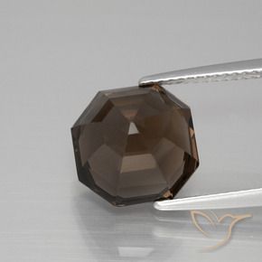 Quartzo Fumê Marrom escuro Natural 5.40ct, Corte Octógono / Esmeralda, VVS-VS