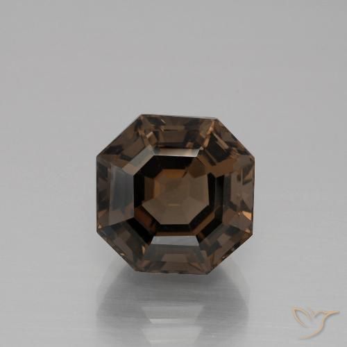 5.43ct Natural Marrom escuro Quartzo Fumê, Corte Esmeralda, VVS