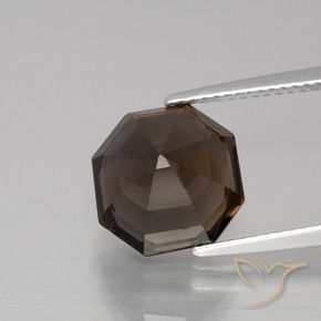 Quartzo Fumê Marrom escuro Natural 5.43ct, Corte Octógono / Esmeralda, VVS