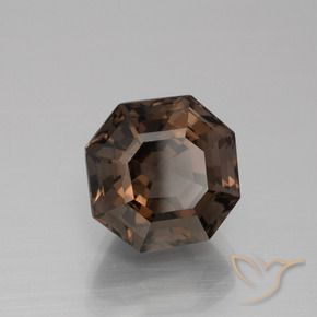 Quartzo Fumê Castanho médio Natural 5.58ct, Corte Octógono / Esmeralda, VVS-VS