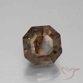 Quartzo Fumê Chocolate marrom Natural 5.11ct, Corte Octógono / Esmeralda, VS