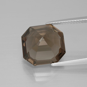 Quartzo fumê marrom natural 7,27ct, corte esmeralda, VVS