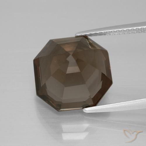 Quartzo Fumê Umber Brown Natural 9.69ct, Corte Octógono / Esmeralda, VS