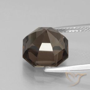 Quartzo Fumê Hickory Brown Natural 5.10ct, Corte Octógono / Esmeralda, VVS-VS