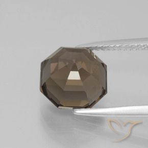 Quartzo fumê marrom natural 3,70ct, corte esmeralda, VVS-VS