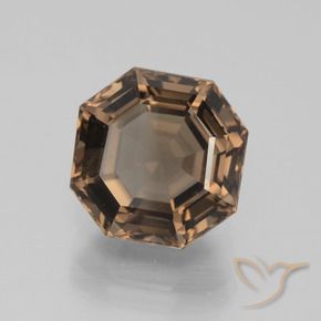 Quartzo Fumê Hickory Brown Natural 5.24ct, Corte Octógono / Esmeralda, VS