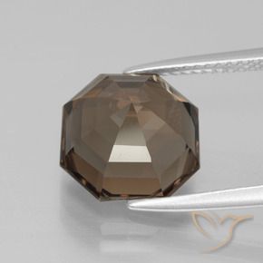 Quartzo Fumê Hickory Brown Natural 5.24ct, Corte Octógono / Esmeralda, VS
