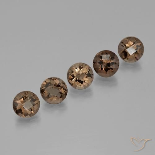 Pedras preciosas de quartzo fumê marrom natural de 9,34 ct, corte redondo, VVS-VS