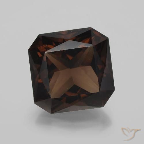 10.44ct Natural Castanho Canela Profundo Quartzo Fumê, Corte Esmeralda, VVS