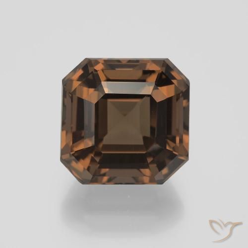 Quartzo fumê marrom natural 8,46ct, corte esmeralda, VVS