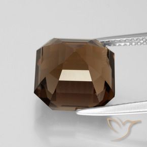 Quartzo fumê marrom natural 8,46ct, corte esmeralda, VVS