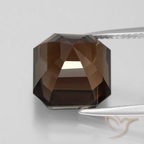 Quartzo Fumê Hickory Brown Natural 8.85ct, Corte Octógono / Esmeralda, VVS