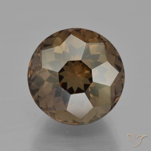 Quartzo fumê marrom natural 8,78ct, corte redondo, VVS
