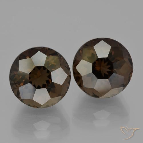 12.50ctw Natural Marrom escuro Quartzo Fumê, Redondo, VVS