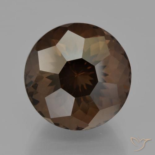 9.50ct Natural Marrom escuro Quartzo Fumê, Redondo, VVS