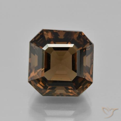 Quartzo fumê marrom natural 8,91ct, corte esmeralda, VVS