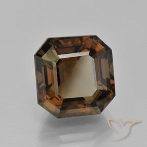 Quartzo fumê marrom natural 8,91ct, corte esmeralda, VVS