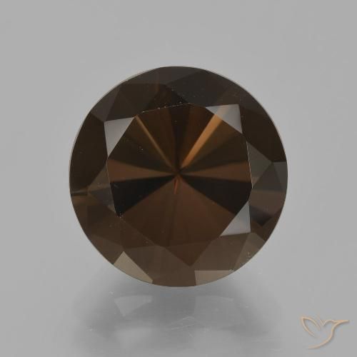 5.78ct Natural Hickory Brown Quartzo Fumê, Redondo, VVS
