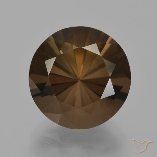 6.97ct Natural Marrom escuro Quartzo Fumê, Redondo, VVS