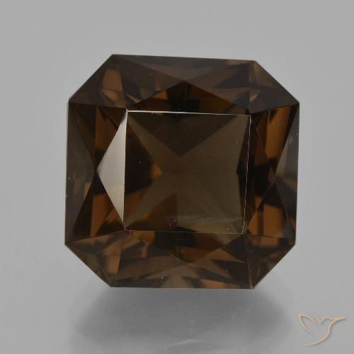 11.95ct Natural Marrom avermelhado Quartzo Fumê, Corte Esmeralda, VVS