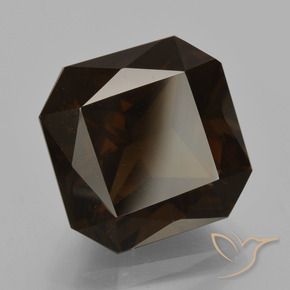 Quartzo Fumê Marrom Chocolate Profundo Natural 12.51ct, Corte Octógono / Esmeralda, VVS