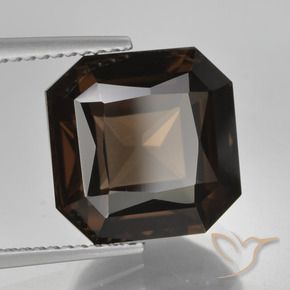 Quartzo Fumê Hickory Brown Natural 6.72ct, Corte Octógono / Esmeralda, VVS