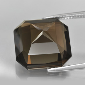 Quartzo fumê marrom natural 14,50ct, corte esmeralda, VVS