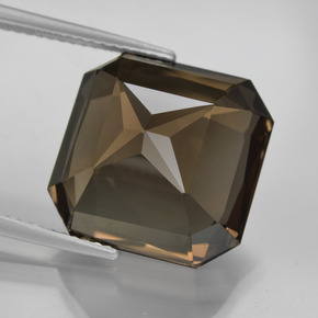 Quartzo fumê marrom natural 15,84ct, corte esmeralda, VVS