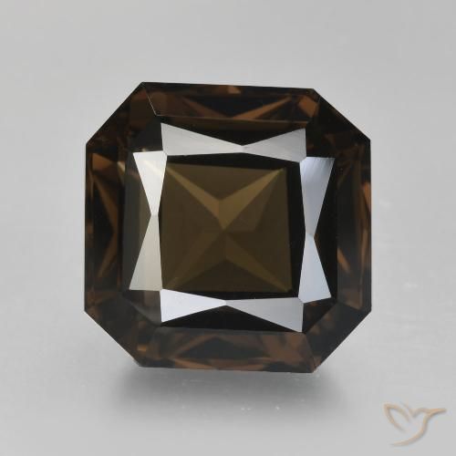 Quartzo fumê marrom natural 8,52ct, corte esmeralda, VVS