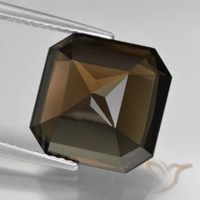 Quartzo Fumê Marrom escuro Natural 8.66ct, Corte Octógono / Esmeralda, VVS